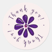 Chic Script Font - Bedankt! - Paarse bloem Ronde Sticker (Voorkant)