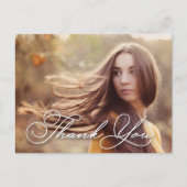 Chic Script Foto Afstudeer Bedankt Briefkaart (Voorkant)