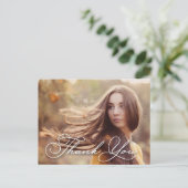 Chic Script Foto Afstudeer Dankjewel Briefkaart (Staand voorkant)