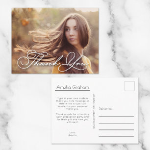 Chic Script Foto Afstudeer Dankjewel Briefkaart