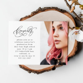 Chic Script Foto Afstuderen Magnetische Uitnodigin