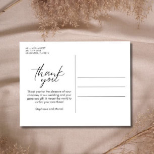 Chic Script Foto bruiloft Dank u Briefkaart