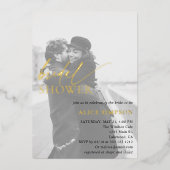 Chic Script Foto Bruiloft Feest Folie Uitnodiging (Voorkant)