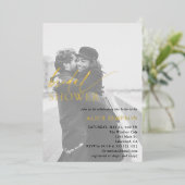 Chic Script Foto Bruiloft Feest Folie Uitnodiging (Staand Voorkant)