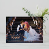 Chic Script | Foto Collage Huwelijk Bedankt Folie Uitnodiging (Staand Voorkant)