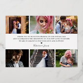 Chic-script | Foto Collage Weddenschap Hartelijk d Folie Uitnodiging (Achterkant)