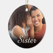 Chic Script Foto Girl Roze Zus Definitie Keramisch Ornament (Links)