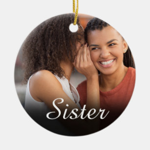 Chic Script Foto Girly Pink Sister Definition Keramisch Ornament