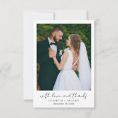 Chic Script foto minimalistische bruiloft Bedankkaart (Voorkant)