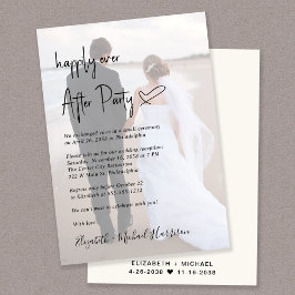 Chic Script Foto Overlay Cream bruiloft receptie Kaart