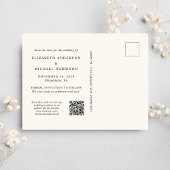 Chic Script Foto QR Code Crème Save The Date Aankondigingskaart