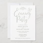 Chic Script Foto Sage Green Wedding Evening Party Kaart (Voorkant)