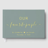 Chic Script Foto Sage Green Wedding Gastenboek (Voorkant)