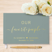 Chic Script Foto Sage Green Wedding Gastenboek