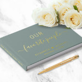 Chic Script Foto Sage Green Wedding Gastenboek