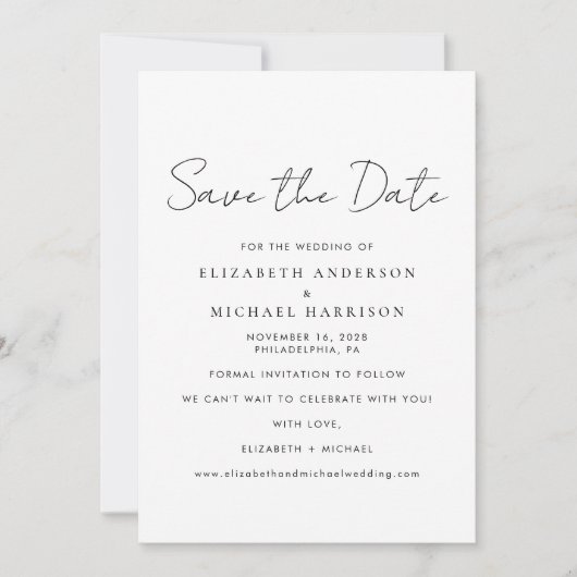 Chic Script-foto Save The Date (Voorkant)