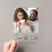 Chic Script Foto Save the Date Acryl Uitnodigingen (Insitu (Draagbaar))