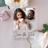 Chic Script Foto Sla de datum op Acryl Uitnodigingen