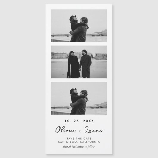 Chic Script Fotostrip Magnetische bruiloft (Voorkant)