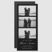 Chic Script Fotostrip Zwart Magnetische bruiloft (Voorkant / Achterkant)