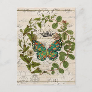 chic script frans botanische vlinder briefkaart