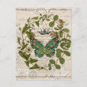 chic script frans botanische vlinder briefkaart (Voorkant)