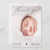Chic Script Full Custom Photo Baby shower Bedankkaart (Voorkant)