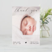 Chic Script Full Custom Photo Baby shower Bedankkaart (Staand voorkant)