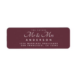 Chic Script Future Mr. Burgundy Return Address Etiket