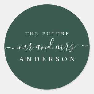 Chic Script Future Mr. Dark Green Wedding Ronde Sticker