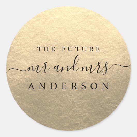 Chic Script Future Mr. Gold Wedding Ronde Sticker (Voorkant)