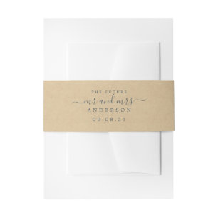 Chic Script Future Mr. Kraft Paper Wedding Uitnodigingen Wikkel