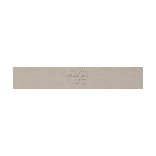 Chic Script Future Mr. Kraft Paper Wedding Uitnodigingen Wikkel (Vlak)