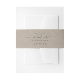 Chic Script Future Mr. Kraft Paper Wedding Uitnodigingen Wikkel