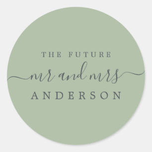 Chic Script Future Mr. Laurel Green Wedding Ronde Sticker