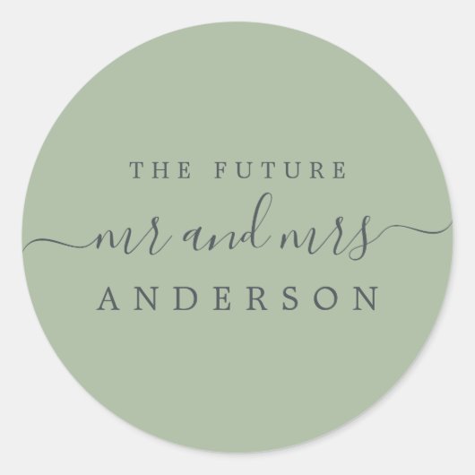 Chic Script Future Mr. Laurel Green Wedding Ronde Sticker (Voorkant)