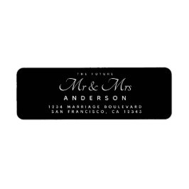 Chic Script Future Mr. Mrs Black Return Address Etiket