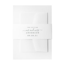 Chic Script Future Mr. Mrs Black White Wedding Uitnodigingen Wikkel