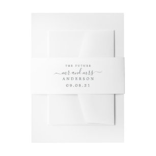Chic Script Future Mr. Mrs Black White Wedding Uitnodigingen Wikkel