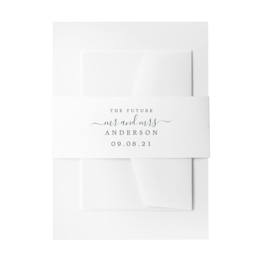 Chic Script Future Mr. Mrs Black White Wedding Uitnodigingen Wikkel (Voorkant Voorbeeld)