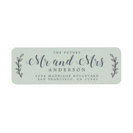 Chic Script Future Mr. Mrs Green Return Address Etiket