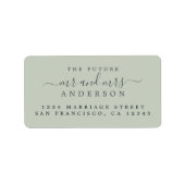 Chic Script Future Mr Mrs Green Wedding Address Etiket (Voorkant)