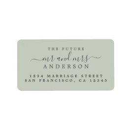 Chic Script Future Mr Mrs Green Wedding Address Etiket