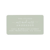 Chic Script Future Mr Mrs Green Wedding Address Etiket (Voorkant)
