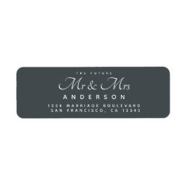 Chic Script Future Mr Mrs Off-Black Return Address Etiket