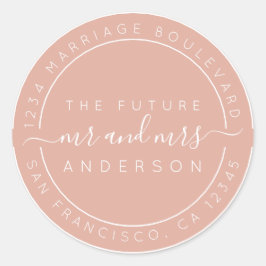 Chic Script Future Mr Mrs Return Address Pink Ronde Sticker