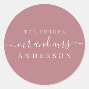 Chic Script Future Mr Mrs Stof Roze Trouwdag Ronde Sticker