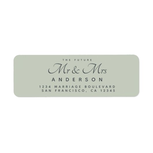 Chic Script Future Mr Mrs Wedding Address Etiket (Voorkant)