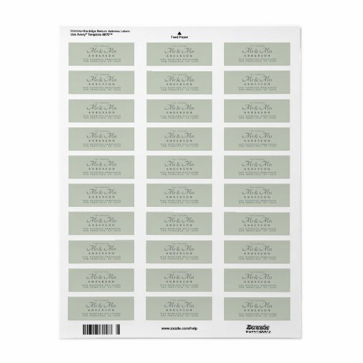 Chic Script Future Mr Mrs Wedding Address Etiket (Full Sheet)