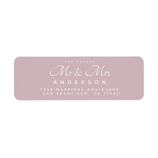Chic Script Future Mr Mrs Wedding Address Etiket (Voorkant)